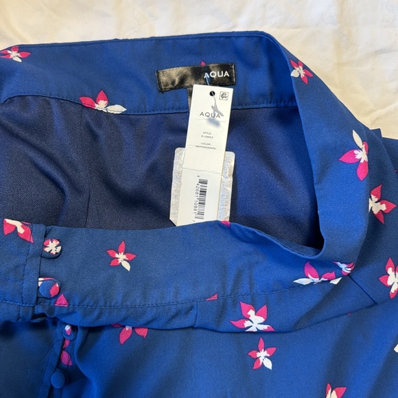 NWT aqua floral print midi skirt blue s small - Picture 6 of 7